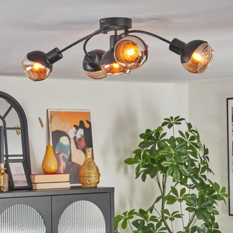 Qaran Plafonnier Noir, 5 lumières