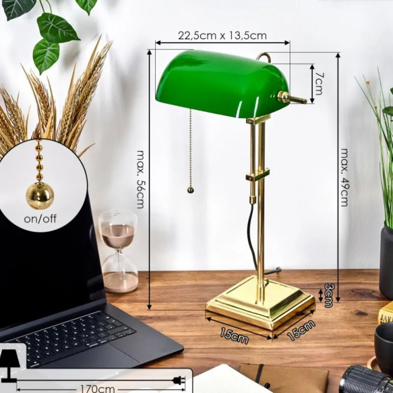 Ragaz Lampe de banquier, Lampe de bureau, Lampe à poser Laiton, 1 lumière