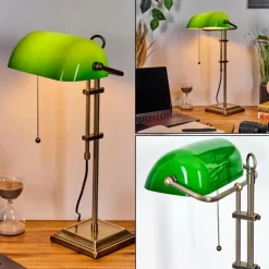 Ragaz Lampe de banquier, Lampe de bureau, Lampe à poser Vieux laiton, 1 lumière
