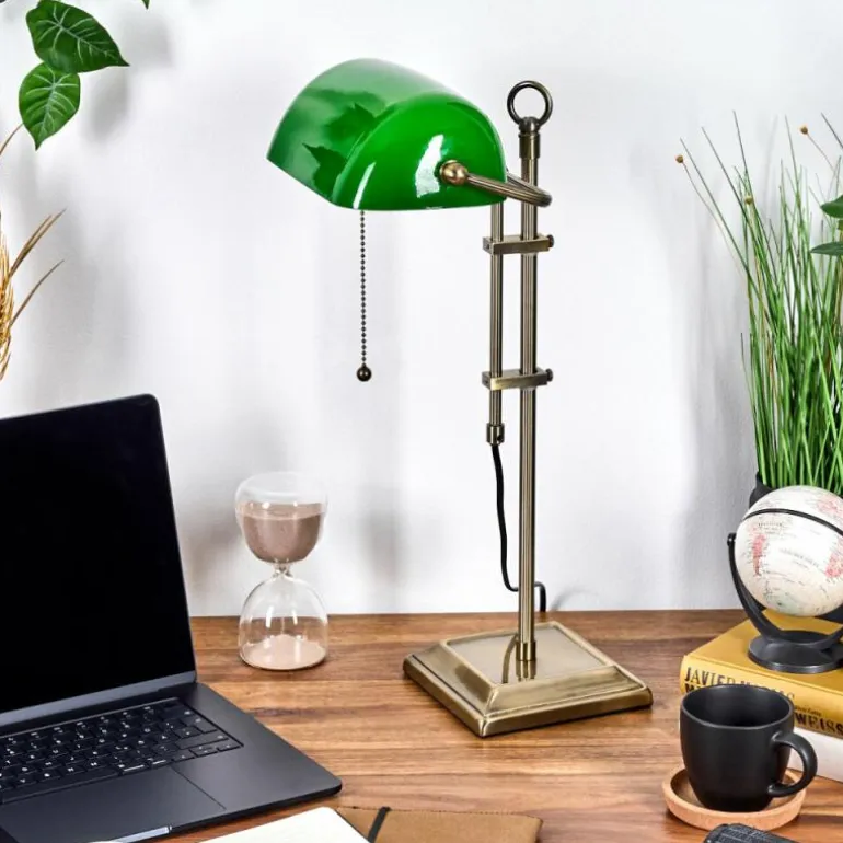 Ragaz Lampe de banquier, Lampe de bureau, Lampe à poser Vieux laiton, 1 lumière