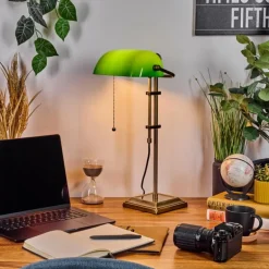 Ragaz Lampe de banquier, Lampe de bureau, Lampe à poser Vieux laiton, 1 lumière
