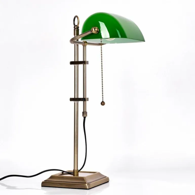 Ragaz Lampe de banquier, Lampe de bureau, Lampe à poser Vieux laiton, 1 lumière