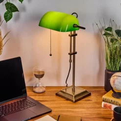 Ragaz Lampe de banquier, Lampe de bureau, Lampe à poser Vieux laiton, 1 lumière