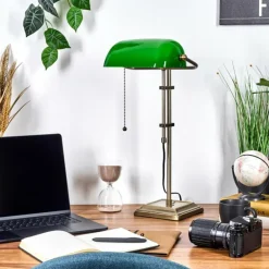 Ragaz Lampe de banquier, Lampe de bureau, Lampe à poser Vieux laiton, 1 lumière