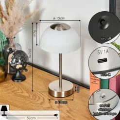 Rands Lampe à poser LED Nickel mat, 1 lumière