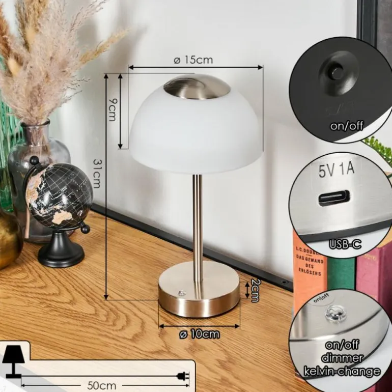 Rands Lampe à poser LED Nickel mat, 1 lumière