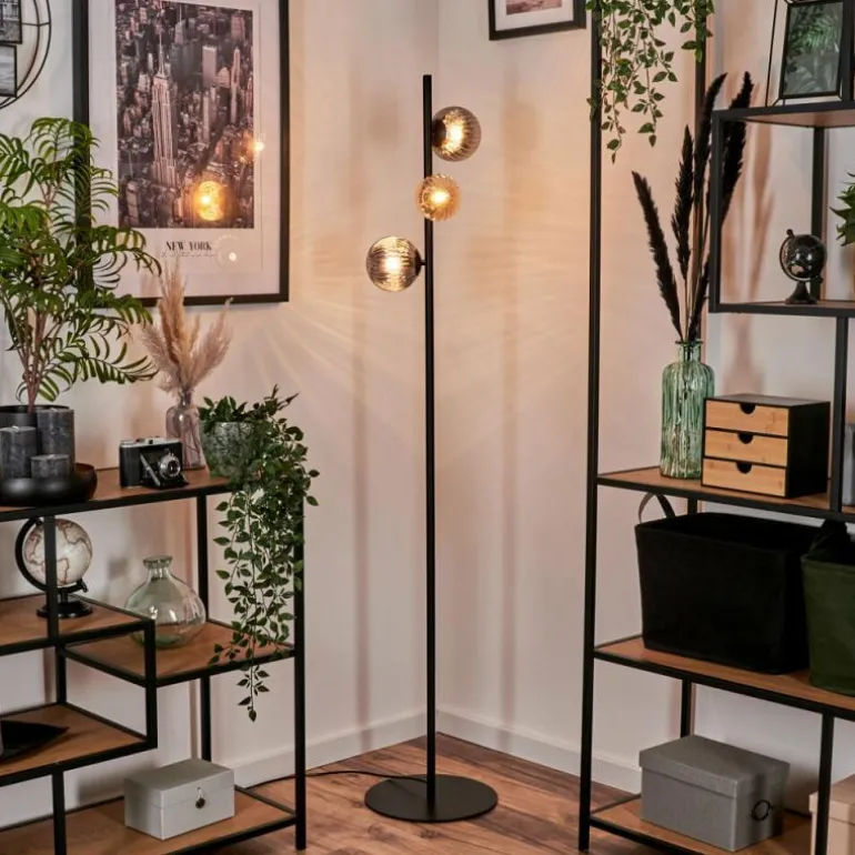 Remaisnil Lampadaire Ambre, Fumé, 3 lumières
