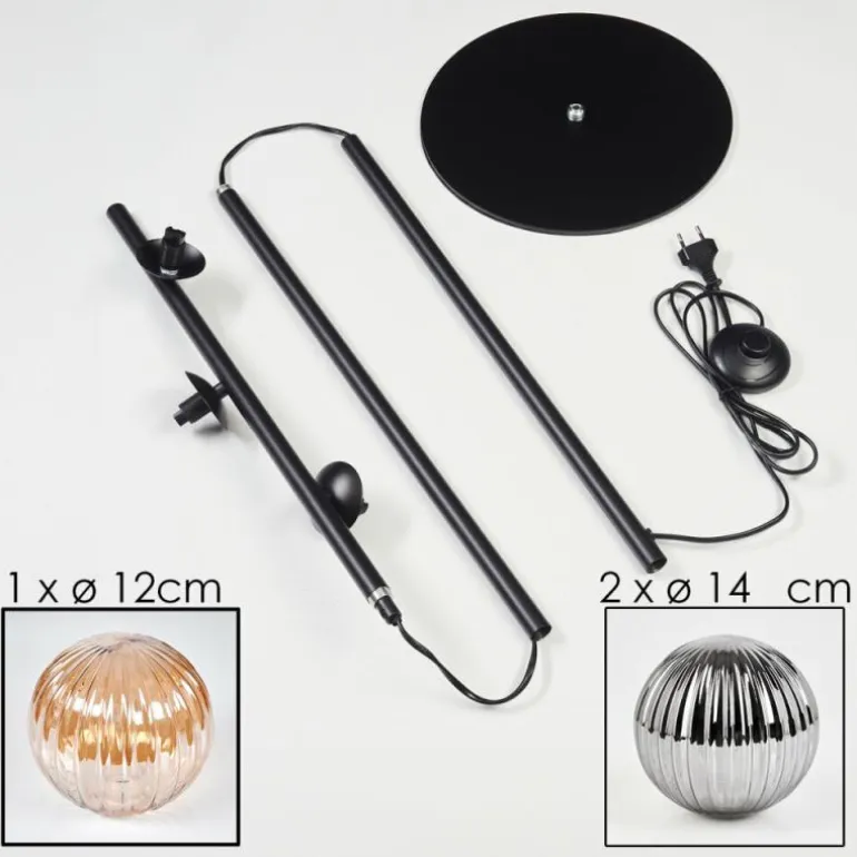 Remaisnil Lampadaire Ambre, Fumé, 3 lumières