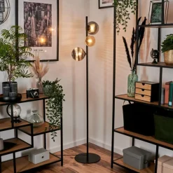 Remaisnil Lampadaire Ambre, Fumé, 3 lumières