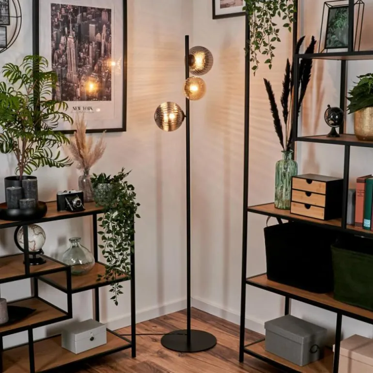 Remaisnil Lampadaire Ambre, Fumé, 3 lumières