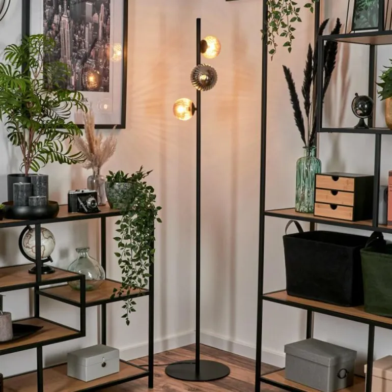 Remaisnil Lampadaire Ambre, Fumé, 3 lumières