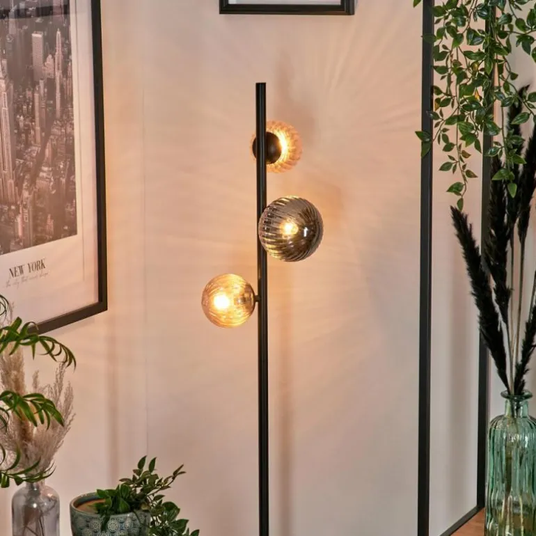 Remaisnil Lampadaire Ambre, Fumé, 3 lumières