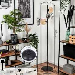 Remaisnil Lampadaire Noir, 3 lumières