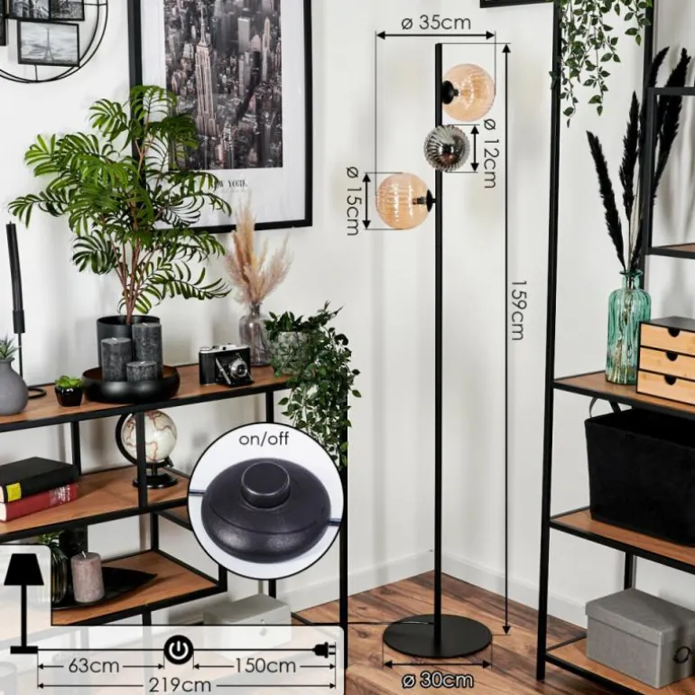 Remaisnil Lampadaire Noir, 3 lumières