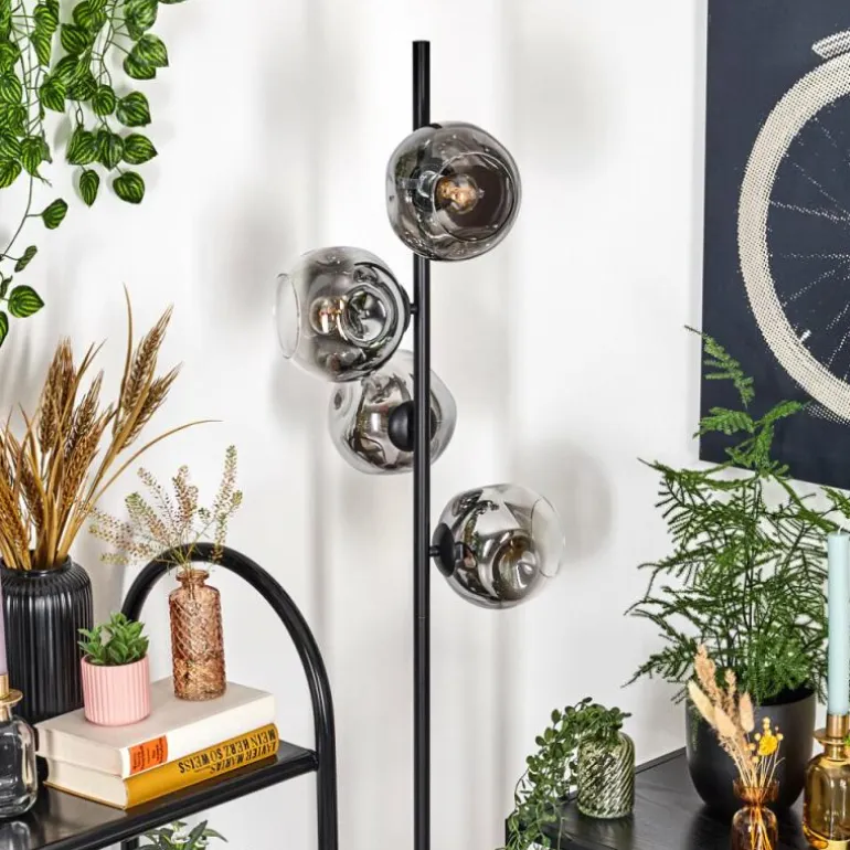 Ripoll Lampadaire Chrome, Clair, Fumé, 4 lumières