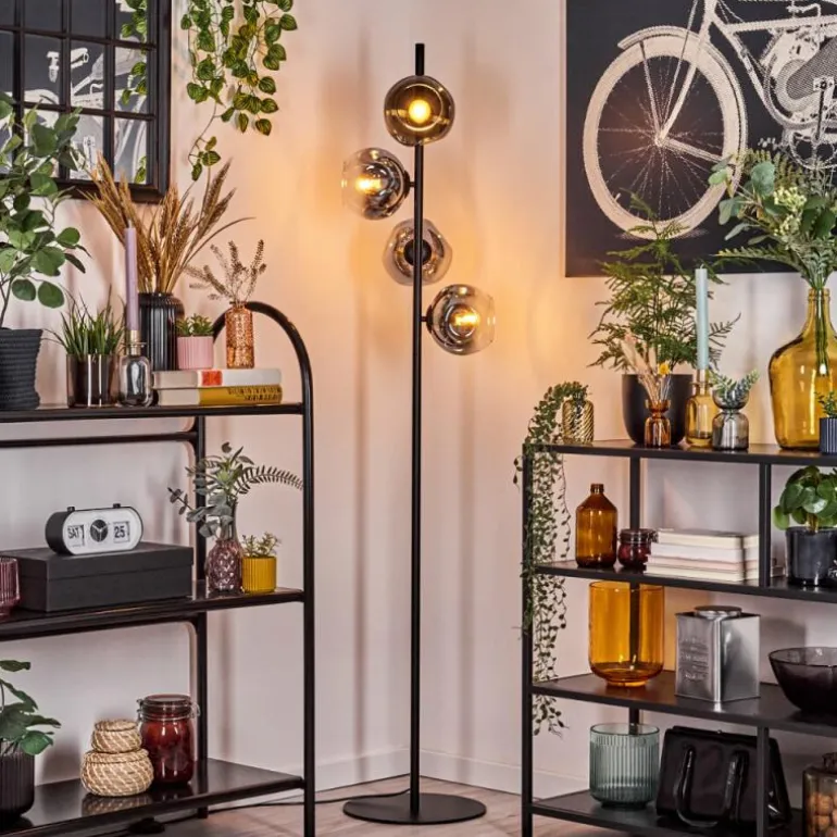 Ripoll Lampadaire Chrome, Clair, Fumé, 4 lumières