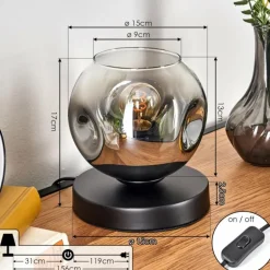 Ripoll Lampe à poser Noir, 1 lumière