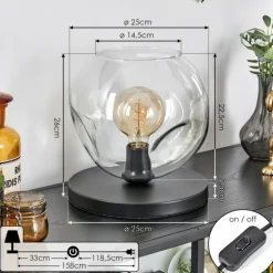 Ripoll Lampe à poser Noir, 1 lumière
