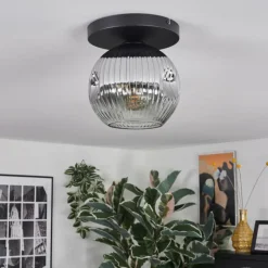 Ripoll Plafonnier, Boule lumineuse Chrome, Clair, Fumé, 1 lumière