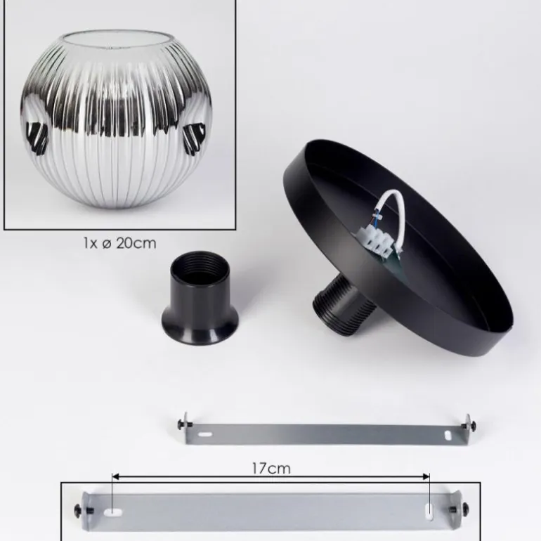 Ripoll Plafonnier, Boule lumineuse Chrome, Clair, Fumé, 1 lumière