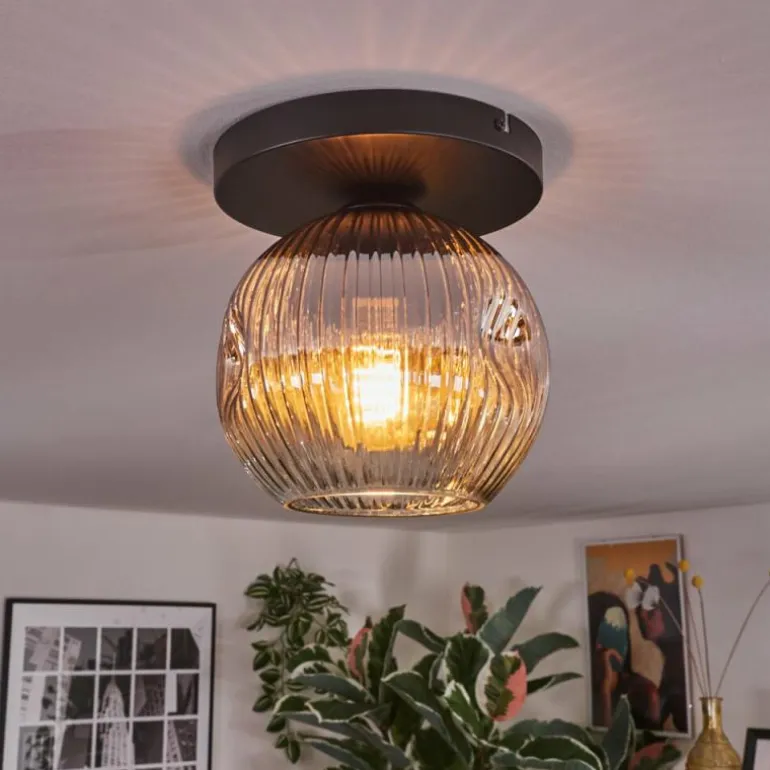 Ripoll Plafonnier, Boule lumineuse Chrome, Clair, Fumé, 1 lumière