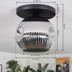 Ripoll Plafonnier, Boule lumineuse Chrome, Fumé, 1 lumière