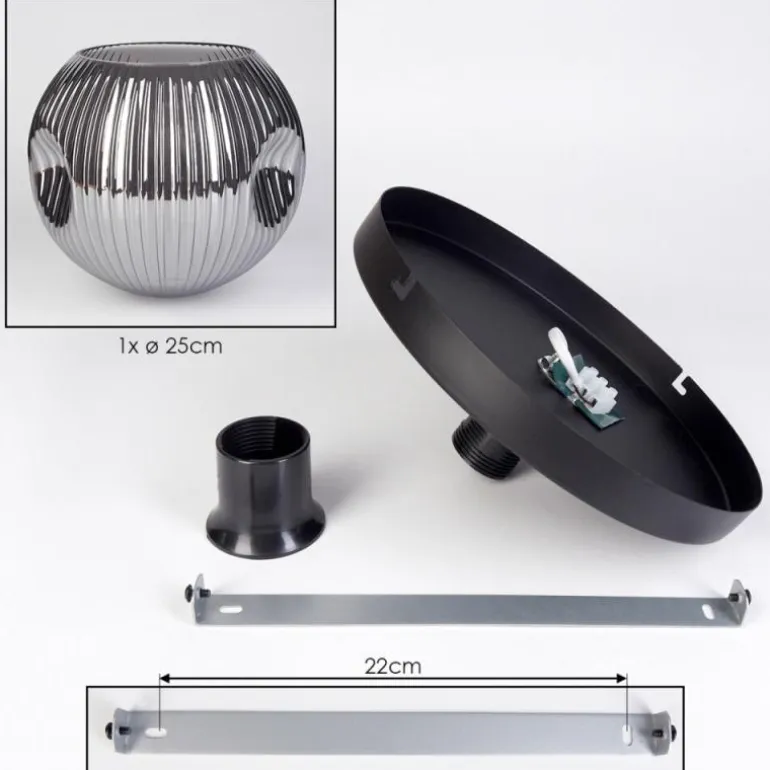 Ripoll Plafonnier, Boule lumineuse Chrome, Fumé, 1 lumière