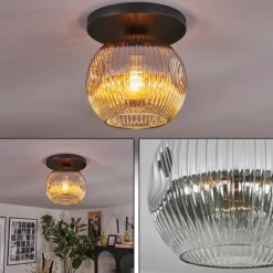 Ripoll Plafonnier, Boule lumineuse Chrome, Clair, Fumé, 1 lumière