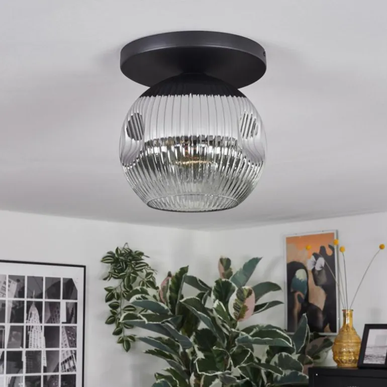 Ripoll Plafonnier, Boule lumineuse Chrome, Clair, Fumé, 1 lumière