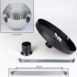 Ripoll Plafonnier, Boule lumineuse Chrome, Clair, Fumé, 1 lumière
