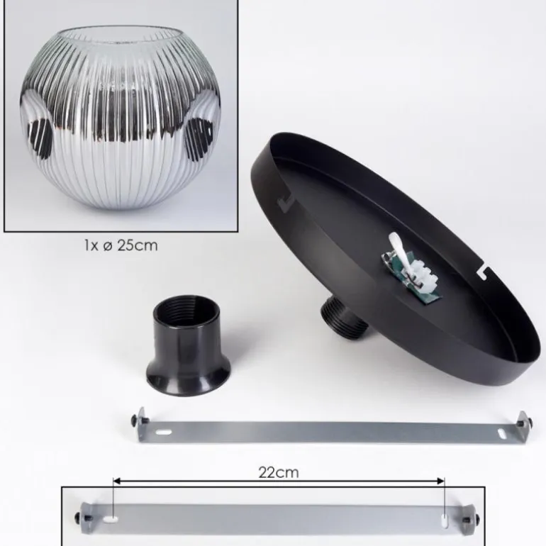 Ripoll Plafonnier, Boule lumineuse Chrome, Clair, Fumé, 1 lumière