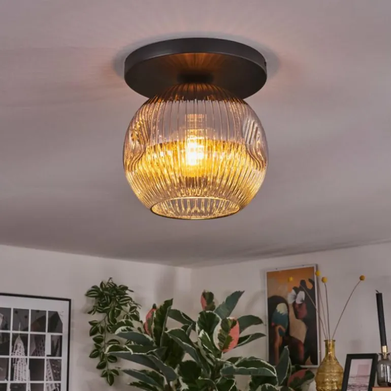 Ripoll Plafonnier, Boule lumineuse Chrome, Clair, Fumé, 1 lumière