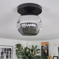 Ripoll Plafonnier, Boule lumineuse Chrome, Fumé, 1 lumière