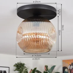 Ripoll Plafonnier, Boule lumineuse Ambre, 1 lumière