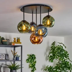 Ripoll Plafonnier, Boule lumineuse Bleu, Vert, Cuivré, 5 lumières