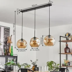 Ripoll Suspension Ambre, 3 lumières