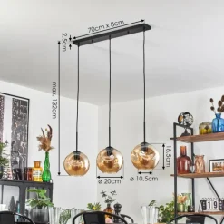 Ripoll Suspension Ambre, 3 lumières