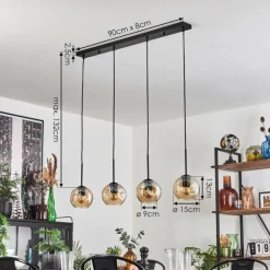 Ripoll Suspension Ambre, 4 lumières