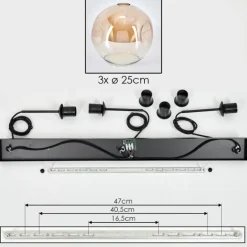 Ripoll Suspension Ambre, Clair, 3 lumières
