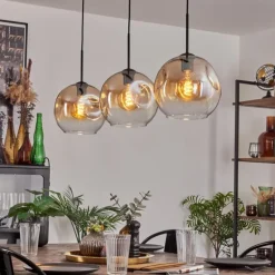 Ripoll Suspension Ambre, Clair, 3 lumières