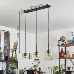 Ripoll Suspension Ambre, Clair, 3 lumières