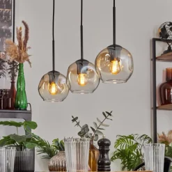 Ripoll Suspension Ambre, Clair, 3 lumières