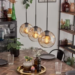 Ripoll Suspension Ambre, Clair, 3 lumières