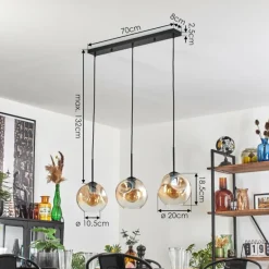 Ripoll Suspension Ambre, Clair, 3 lumières