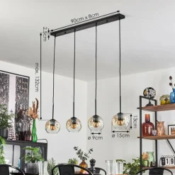 Ripoll Suspension Ambre, Clair, 4 lumières
