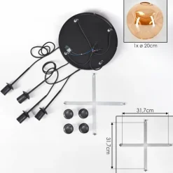 Ripoll Suspension, Boule lumineuse, Suspension Ambre, 4 lumières