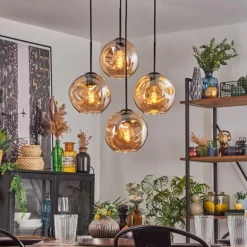 Ripoll Suspension, Boule lumineuse, Suspension Ambre, 4 lumières