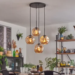 Ripoll Suspension, Boule lumineuse, Suspension Ambre, 4 lumières