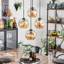 Ripoll Suspension, Boule lumineuse, Suspension Ambre, 4 lumières