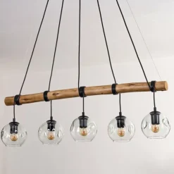 Ripoll Suspension, Boule lumineuse, Suspension Écru, Noir, 5 lumières